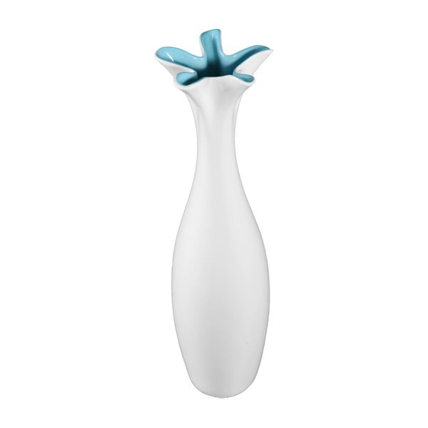 Balta keraminė vaza su mėlynomis detalėmis Mauro Ferretti Mica, aukštis 44,5 cm