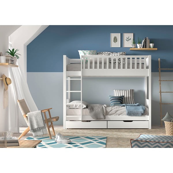 Balta dviaukštė lova vaikams 90x200 cm Scott - Vipack-image-4