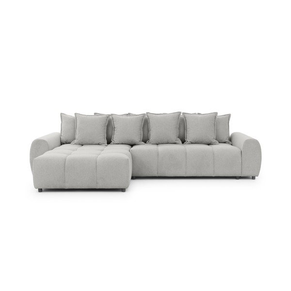 Šviesiai pilkos spalvos kampinė sofa (su kairiuoju kampu/su gultu) Albane  – Ropez