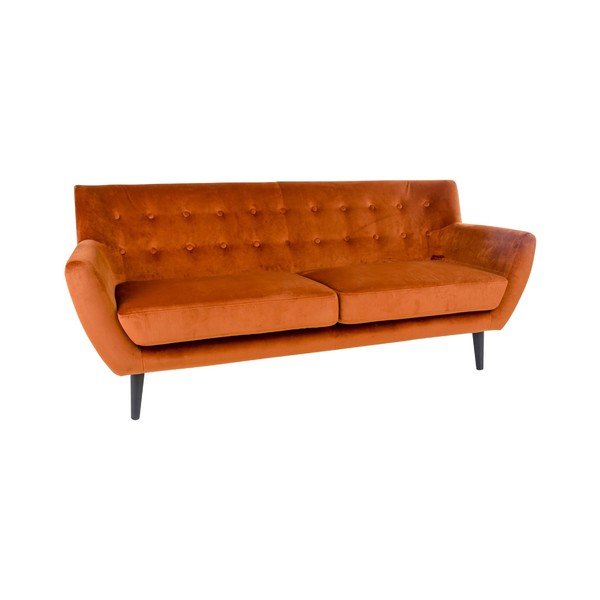 Oranžinė trijų vietų aksominė sofa "House Nordic Monte-image-1