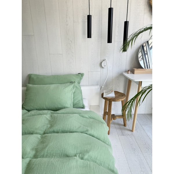 Žalios spalvos iš muslino viengulė patalynė 140x200 cm Plain Muslin – Butter Kings