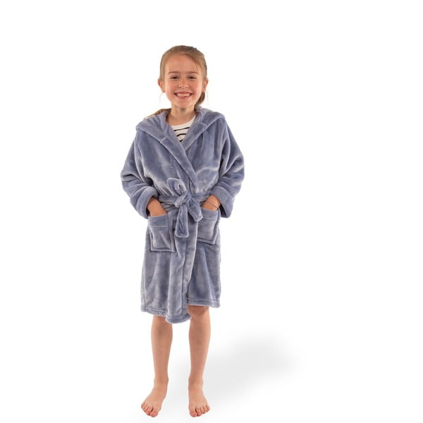 Iš mikropliušo vaikiškas chalatas mėlynos spalvos Delux – Tiseco Home Studio-image-1