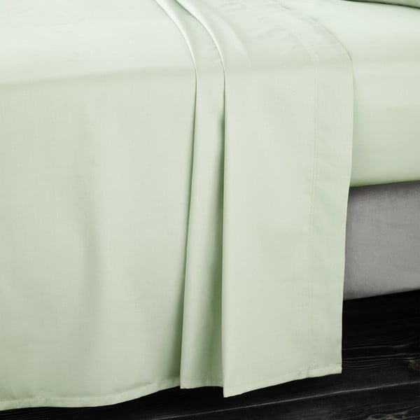 Šviesiai žalios spalvos iš satino medvilnės paklodė 230x260 cm Cotton Sateen – Bianca-image-1