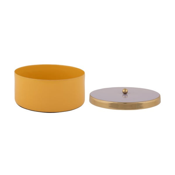 Dekoratyvinė geltonos spalvos iš metalo daiktadėžė ø 16x6 cm Double Funky – PT LIVING-image-2