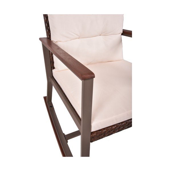 Medžio masyvo supama kėdė su stalu tamsiai rudos spalvos Sinaloa – Garden Pleasure-image-2