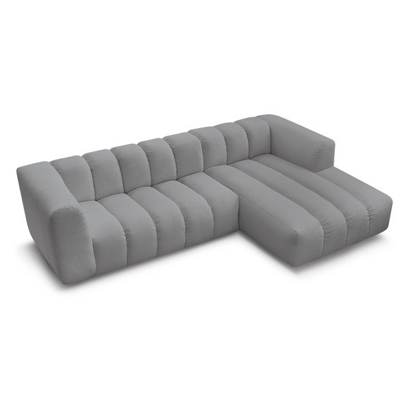 Šviesiai pilkos spalvos kampinė sofa (su dešiniuoju kampu/su gultu) Talia – Bobochic Paris-image-4