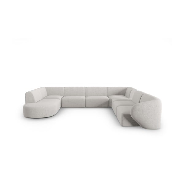 Šviesiai pilkos spalvos iš šenilinio audinio kampinė sofa (su dešiniuoju kampu/„U“ formos) Paolo – Milo Casa