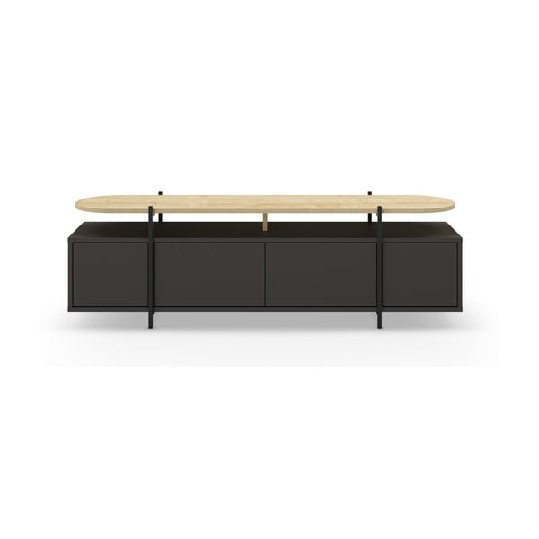 TV spintelė juodos spalvos iš ąžuolo 160x48 cm Hinoa – Marckeric