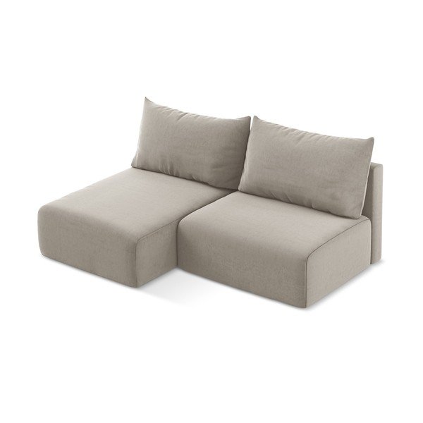 Taupe spalvos sulankstoma/su sandėliavimo vieta kampinė sofa iš velveto (su kairiuoju kampu/su gultu) Kalena – Makamii-image-3