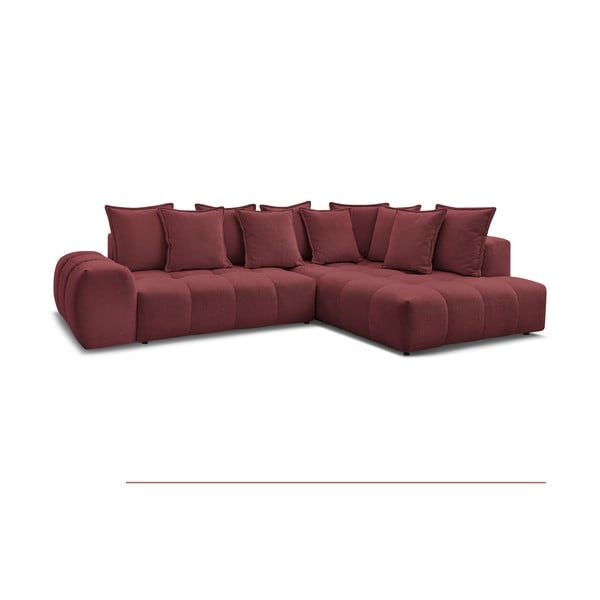 Bordo spalvos iš šenilinio audinio sulankstoma/su sandėliavimo vieta kampinė sofa (su dešiniuoju kampu/„L“ formos) Everest – Bobochic Paris-image-3