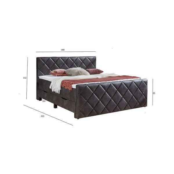 Spyruoklinė lova juodos spalvos su sandėliavimo vieta 180x200 cm Chester – Rojaplast-image-4
