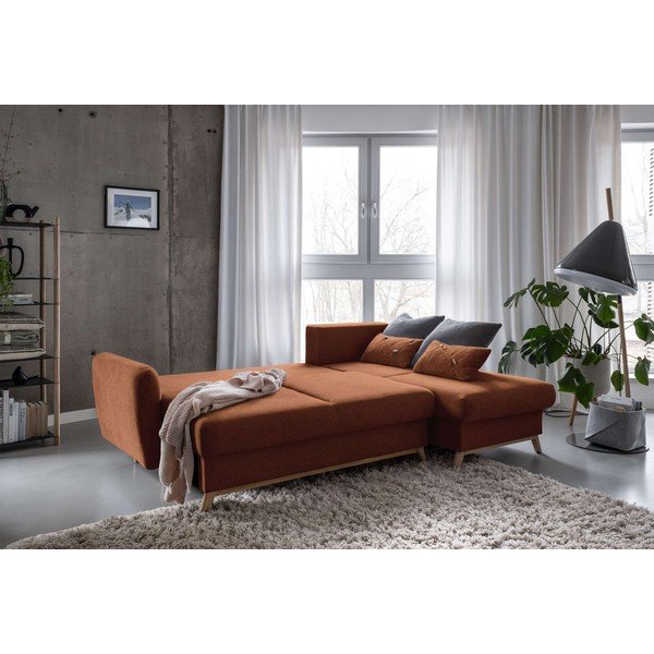 Oranžinės spalvos sofa-lova Miuform Scandic Lagom, dešinysis kampas-image-4