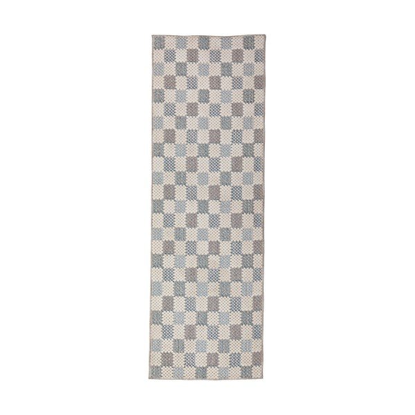 Skalbiamas mėlynos spalvos iš medvilnės mišinio kilimas 80x230 cm Muted Checkerboard – Flair Rugs