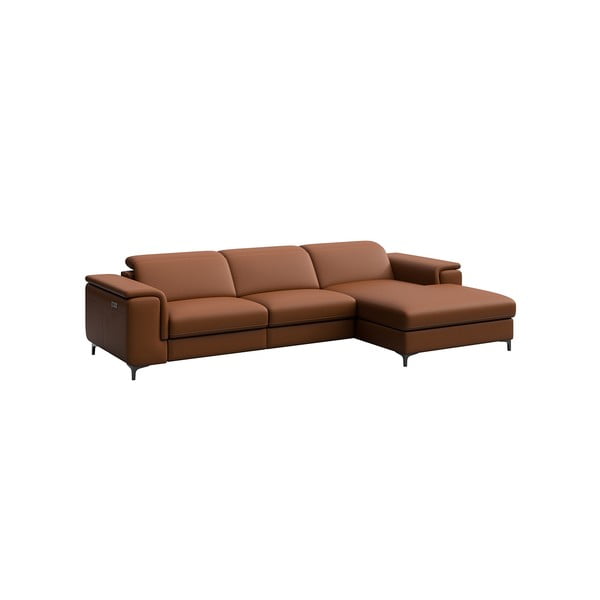 Kampinė sofa konjako rudos spalvos iš odos (su dešiniuoju kampu) Brito – MESONICA-image-2