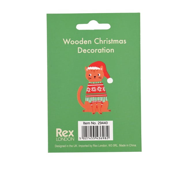Iš medienos eglutės papuošimas 5 cm Ginger Cat – Rex London-image-4