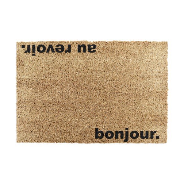 Iš kokoso pluošto grindų kilimėlis 40x60 cm Bonjour, Au Revoir – Artsy Doormats