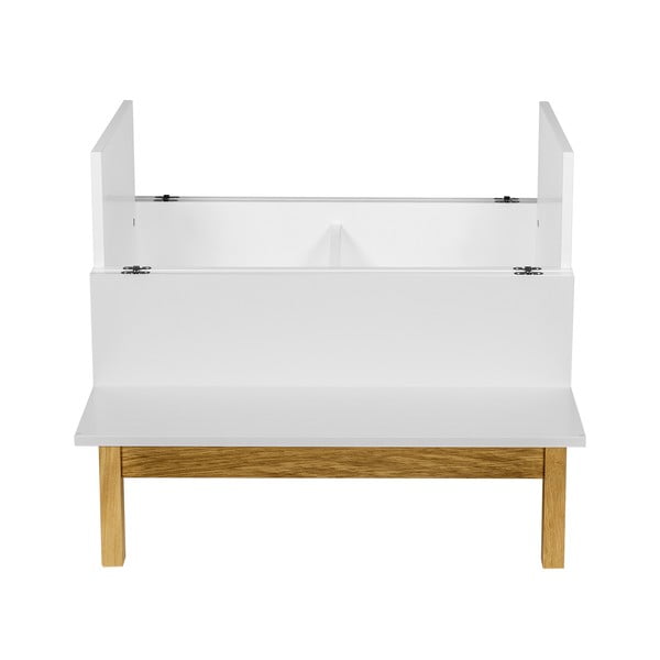 Baltos spalvos ir natūralios medienos spalvos vyno spintelė 75x70 cm Grande - Woodman-image-3