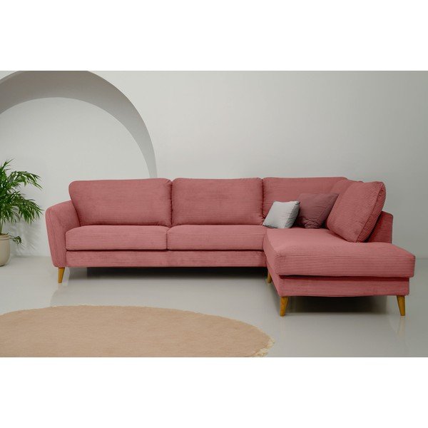 Iš kordinio velveto kampinė sofa rožinės spalvos (su dešiniuoju kampu) Paris – Scandic-image-1