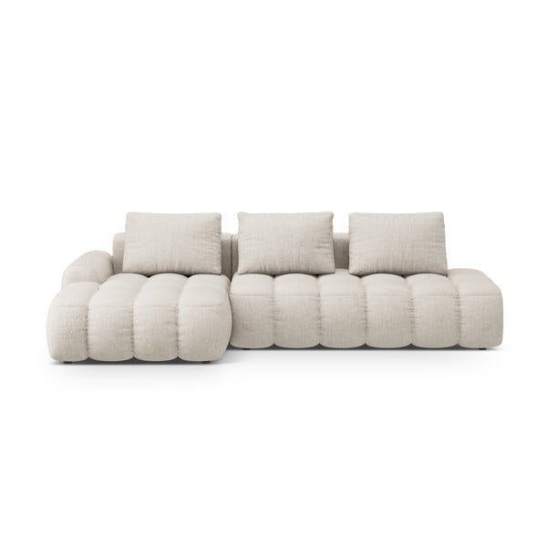 Smėlio spalvos sulankstoma/su sandėliavimo vieta kampinė sofa (su kairiuoju kampu/su gultu) Linz – Cosmopolitan Design