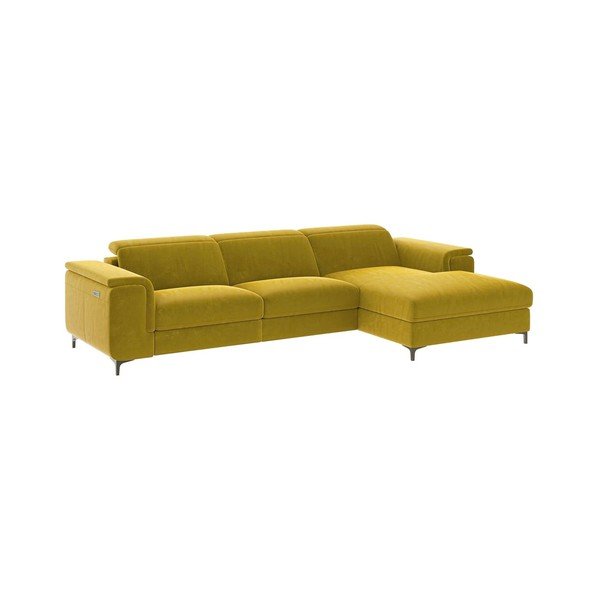 Kampinė sofa geltonos spalvos iš velveto (su dešiniuoju kampu) Brito – MESONICA-image-4