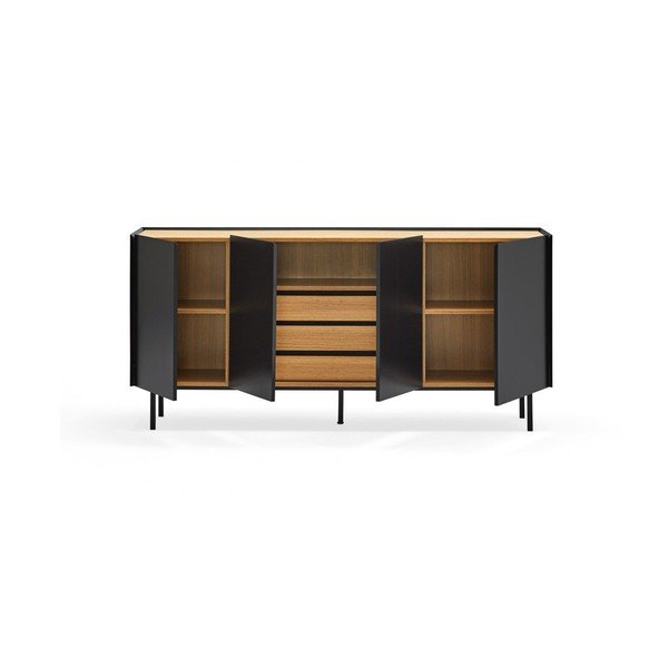 Žema šoninė spintelė juodos spalvos iš ąžuolo 165x78 cm Arista – Teulat-image-3