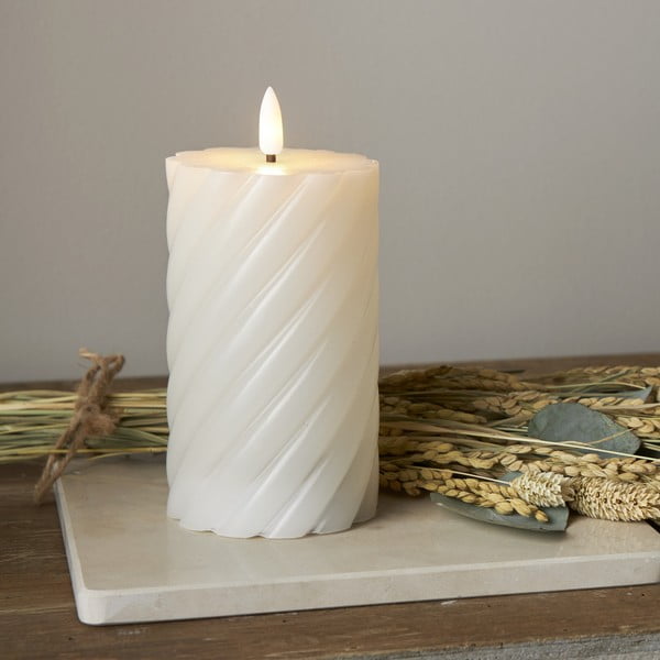 Balto vaško LED žvakė Star Trading Flamme Swirl, aukštis 15 cm-image-1