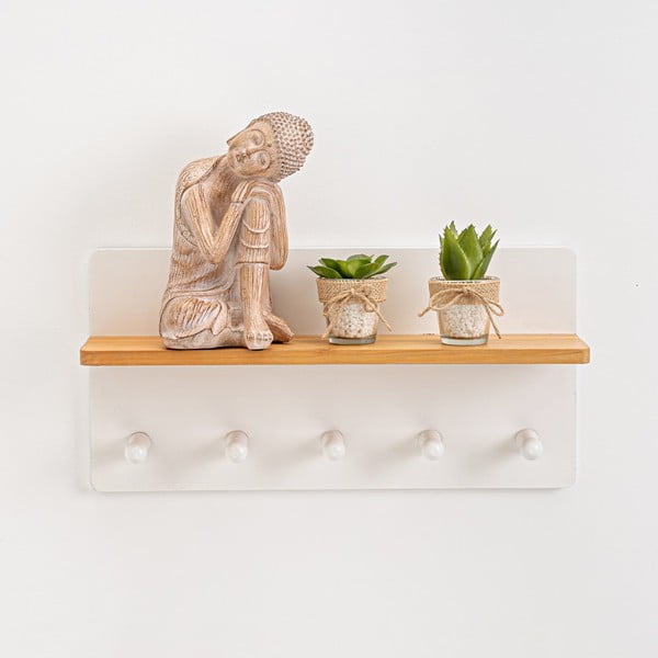 Sieninė lentyna baltos spalvos su lentyna – Casa Selección-image-1