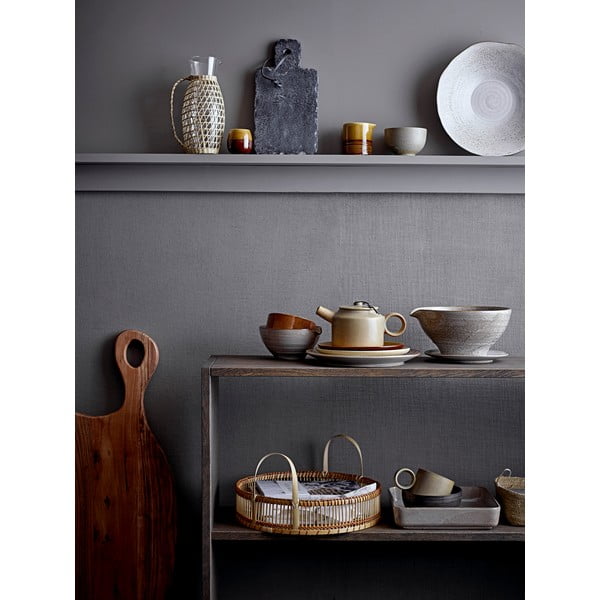 Pilkai baltas keraminis indas serviravimui Bloomingville Thea, ø 24,5 cm-image-3