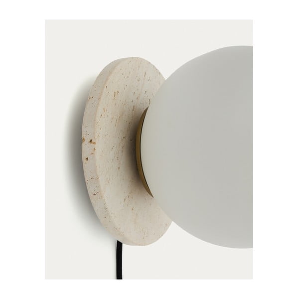 Baltos spalvos/kreminės spalvos iš marmuro sieninė lempa ø 20 cm Malachi – Kave Home-image-3