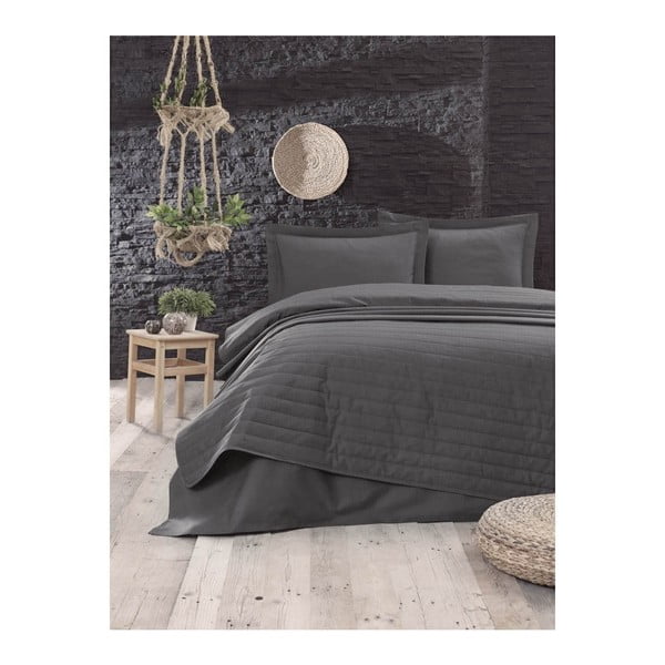 Dygsniuota lovatiesė tamsiai pilkos spalvos dvigulei lovai 220x240 cm Monart – Mijolnir