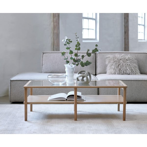 Iš stiklo kavos staliukas natūralios spalvos 60x120 cm Elba – Unique Furniture-image-1