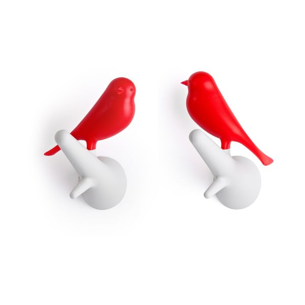2 raudonos ir baltos spalvų "Qualy&CO Sparrow" sieninių pakabų rinkinys