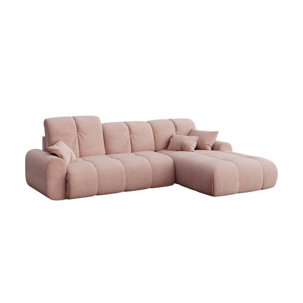 Rožinė kampinė sofa-lova Devichy Tous, dešinysis kampas-image-2