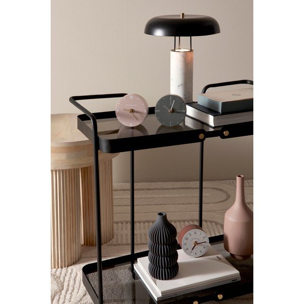 Juodos ir baltos spalvos iš marmuro stalinis šviestuvas (aukštis 33 cm) su metaliniu gaubtu Kaithal – Bizzotto-image-1