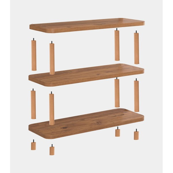 Natūralios spalvos pušies dekoro knygų spinta 80x75 cm Step - Kalune Design-image-2