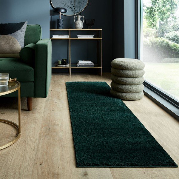 Iš perdirbto pluošto kilimas tamsiai žalios spalvos 60x230 cm Sheen – Flair Rugs-image-1