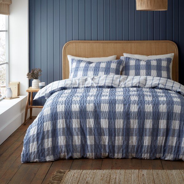 Iš flanelės dvigulė patalynė mėlynos spalvos 200x200 cm Gingham Check – Catherine Lansfield