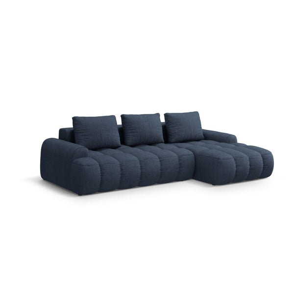 Tamsiai mėlynos spalvos sulankstoma/su sandėliavimo vieta kampinė sofa (su dešiniuoju kampu/su gultu) Linz – Cosmopolitan Design-image-2