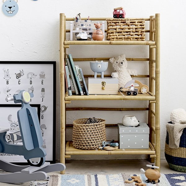 Iš bambuko vaikiška knygų spinta natūralios spalvos 66x105 cm Zep – Bloomingville Mini-image-1