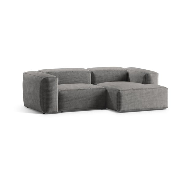 Šviesiai pilkos spalvos iš kordinio velveto kampinė sofa (su dešiniuoju kampu/su gultu) Bergamo – Cosmopolitan Design-image-2