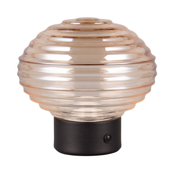 Stalinis šviestuvas juodos spalvos/smėlio spalvos LED su pritemdymo funkcija (aukštis 14,5 cm) su stiklo gaubtu Earl – Reality