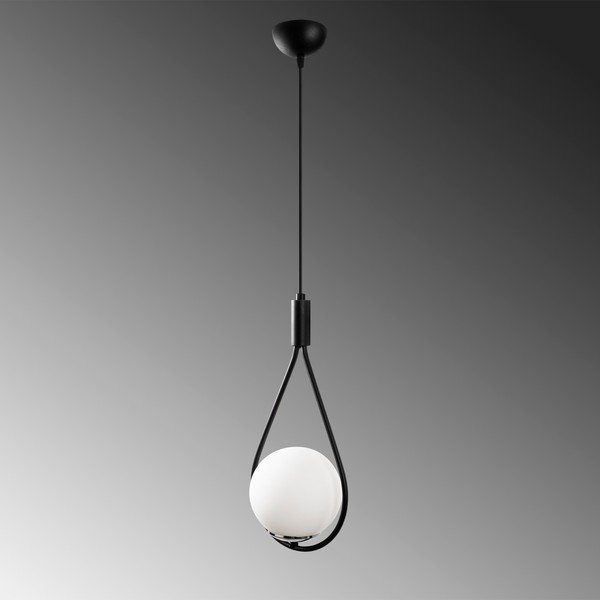 Kabantis šviestuvas juodos ir baltos spalvos su stiklo gaubtu Mudoni – Opviq lights-image-3