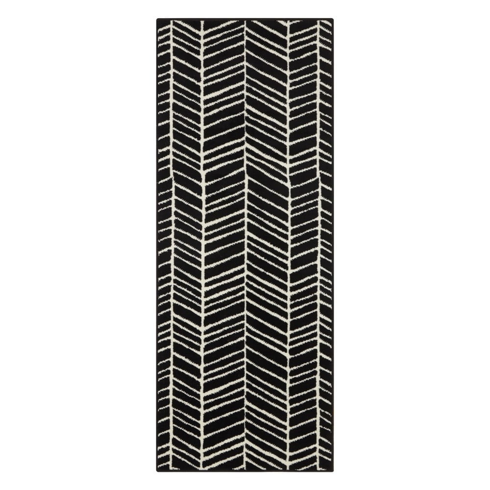 Juodas kilimas Ragami Velvet, 80 x 250 cm