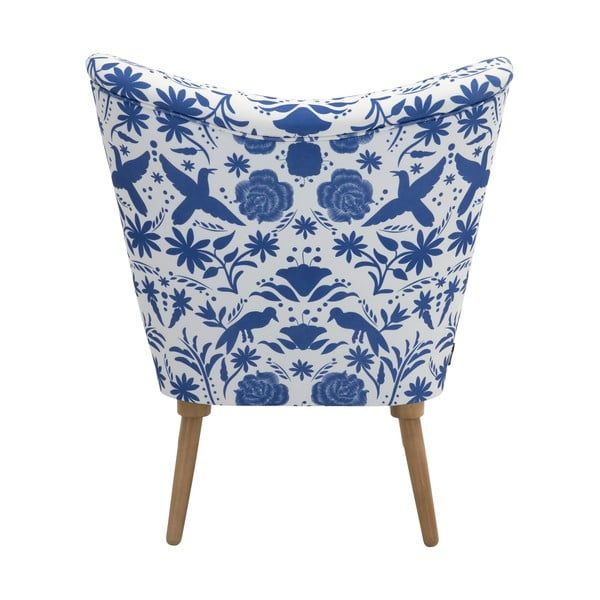 Mėlynos ir baltos spalvos krėslas puoštas gėlėmis Max Winzer Jack-image-3