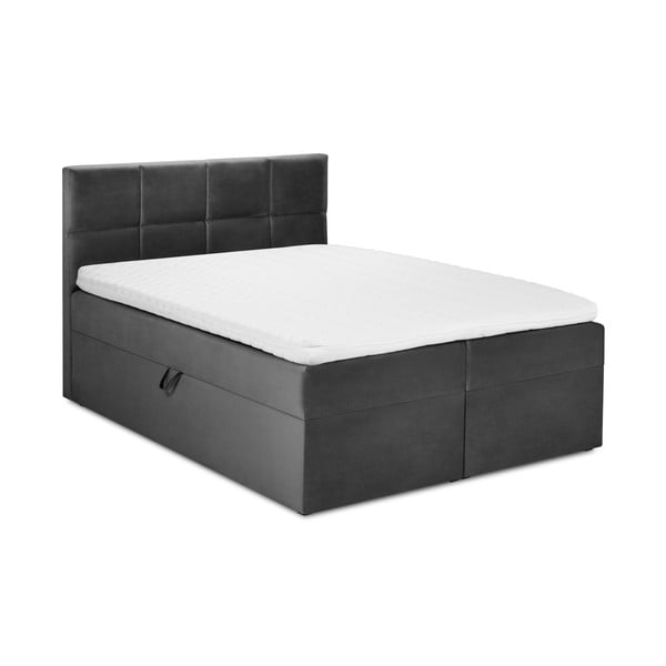 Tamsiai pilka aksominė dvigulė lova Mazzini Beds Mimicry, 180 x 200 cm