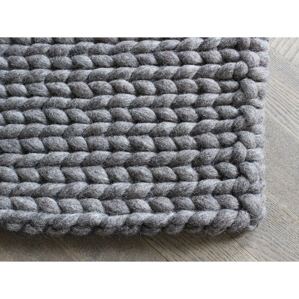 Riešutmedžio rudos spalvos pintas vilnos kilimas Wooldot Ball Rugs, 170 x 240 cm-image-1