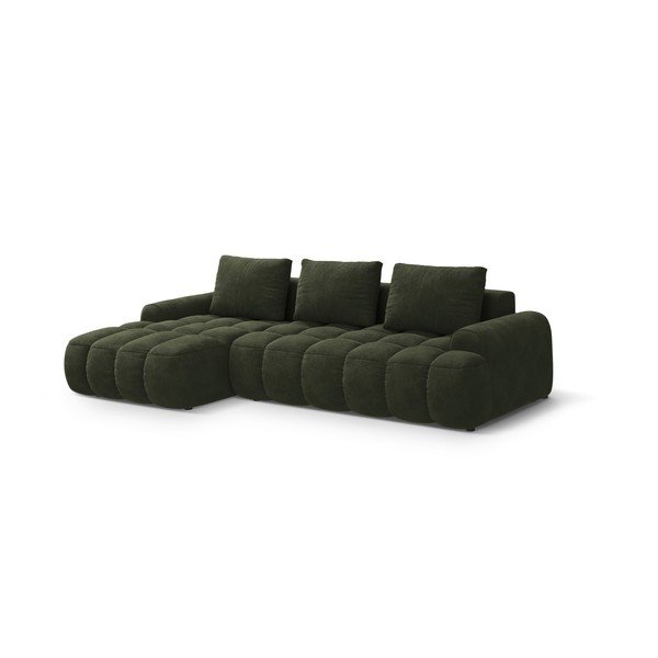 Žalios spalvos iš velveto sulankstoma/su sandėliavimo vieta kampinė sofa (su kairiuoju kampu/su gultu) Linz – Cosmopolitan Design-image-2