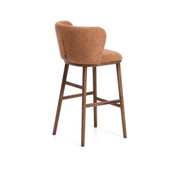 Terakotos spalvos iš audinio baro taburetė (sėdynės aukštis 75 cm) Ciselia – Kave Home-image-3