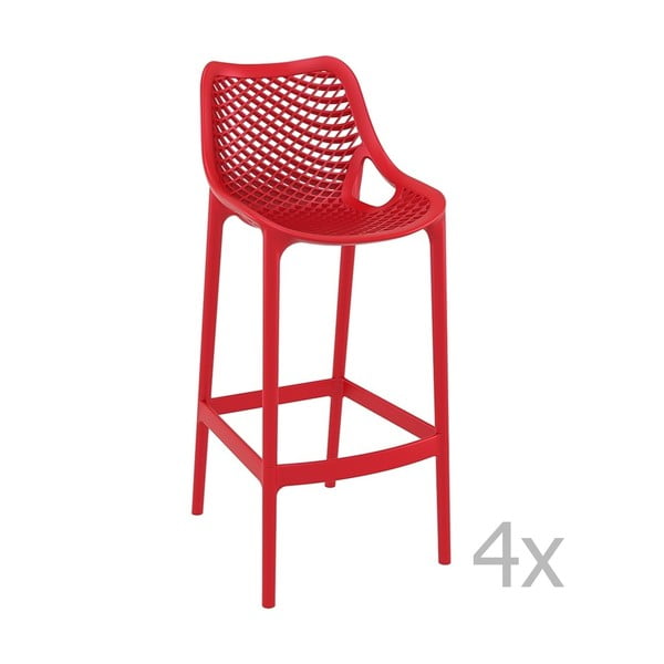 4 raudonų baro kėdžių rinkinys "Resol Grid Simple", aukštis 75 cm