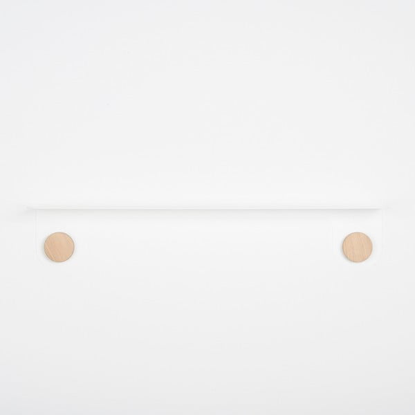 Balto plieno sieninė lentyna su ąžuolo medžio detalėmis ir 2 kabliukais Gazzda, 70 cm ilgio-image-2